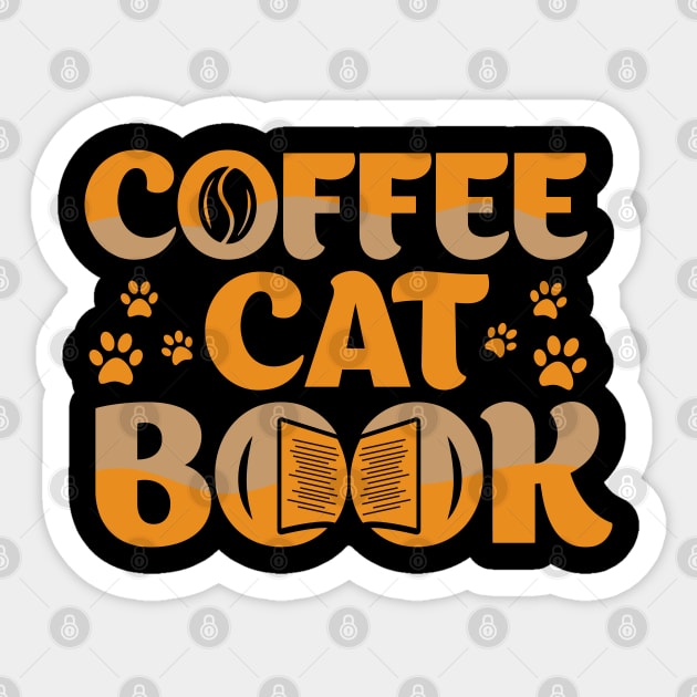 Coffee Cat Books Sticker by BunnyCreative